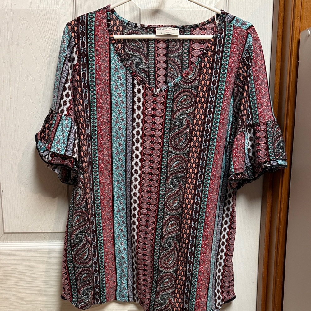 Cato Vibrant Paisley Striped Blouse